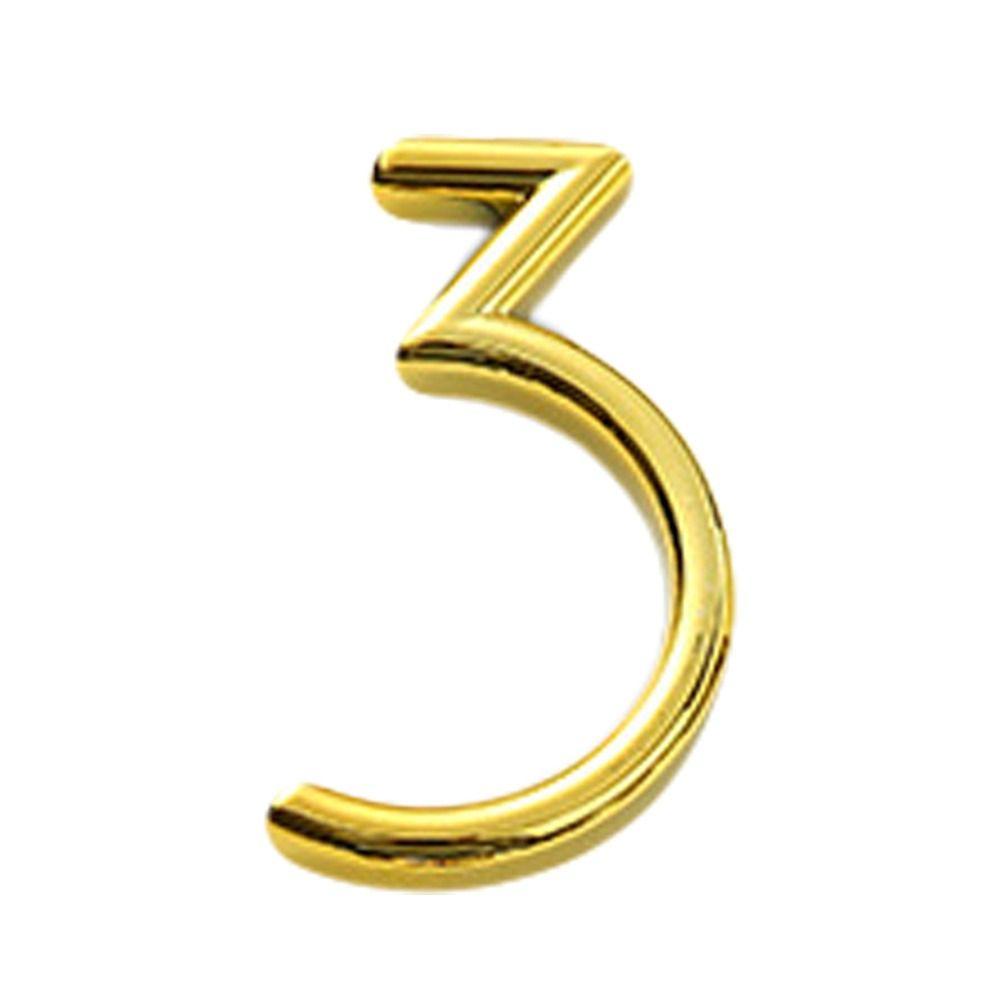 6cm Door Number Sign Creative Self Adhesive Gold Plate Sign 3D ABS Number Stickers Universal