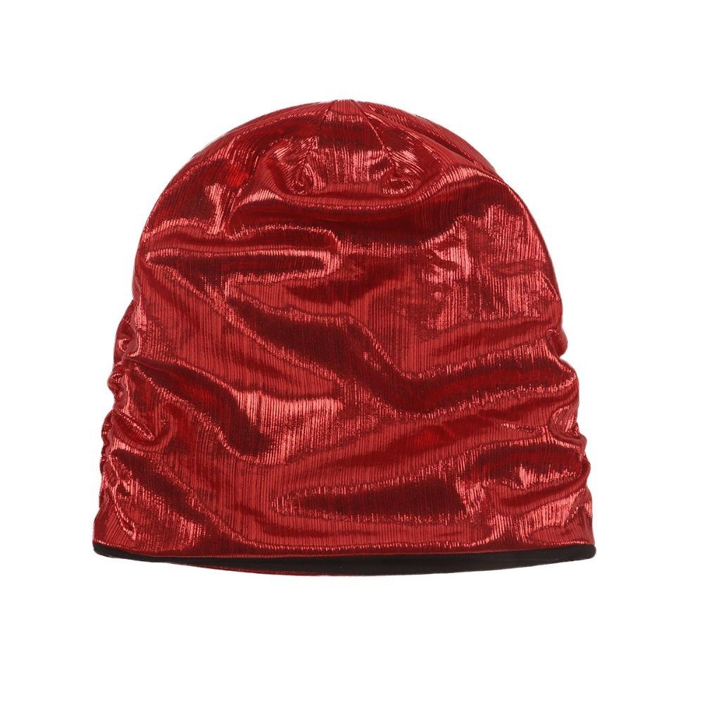 Solid Color Metal Color Hat Elastic Sleeping Night Cap Simple Pullover Cap  Streetwear