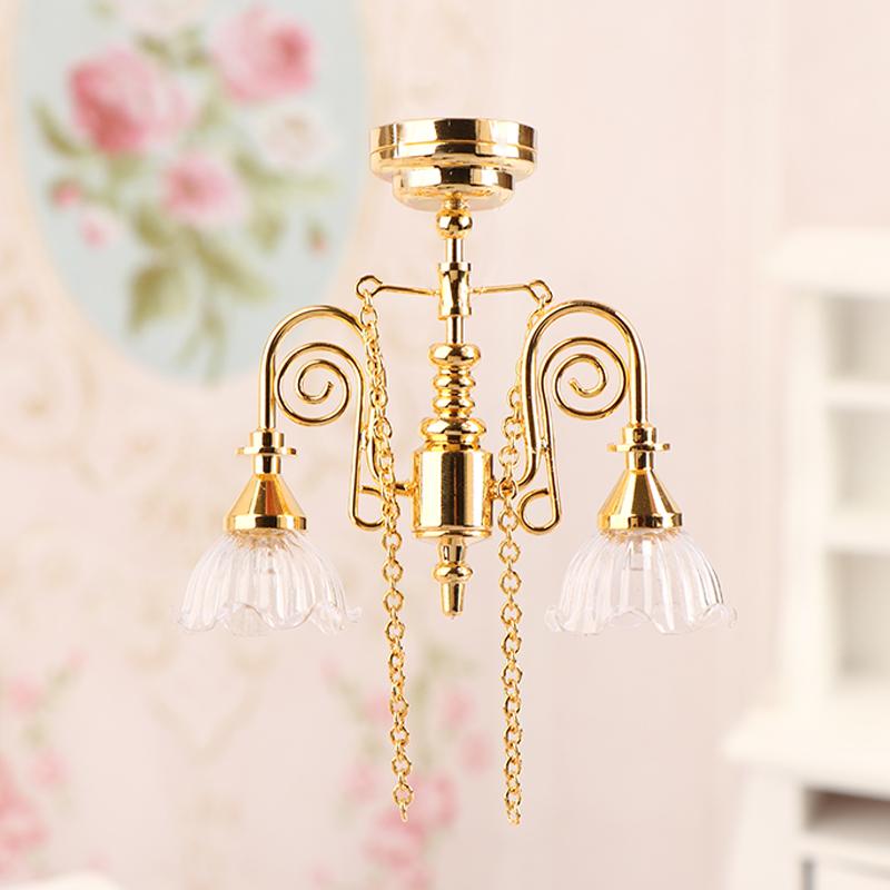 1:12 Dollhouse Miniature Led Lamp Ceiling Lamp Chandelier Droplight Lighting Home Furniture Model Doll House Decor Toy