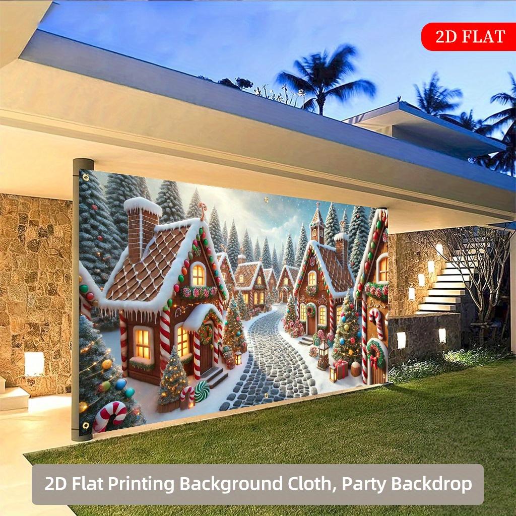 1 Piece Winter Candy House Background Cloth - No Need for Electricity Easy To Hang