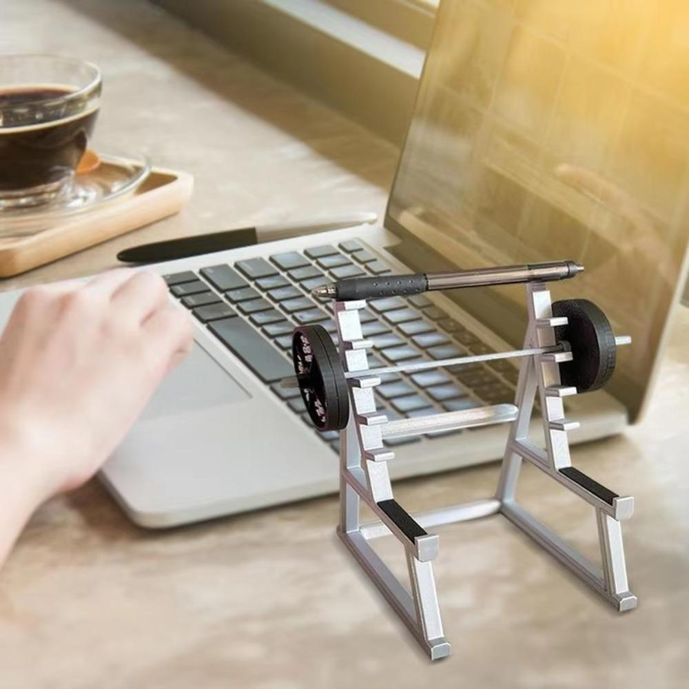 New With Barbells And Weights Barbell Rack Pen Holder Gym Theme Metal Stationery Storage Rack Mini Squat Rack Ornaments Gift