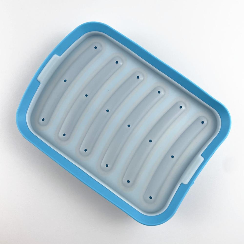1Pcs Silicone Sausage Mold 6-cavity Homemade Ice Loaf Candy Chocolate Tray Mold DIY Hot Dog Egg Sausage Baking Mold with Lid