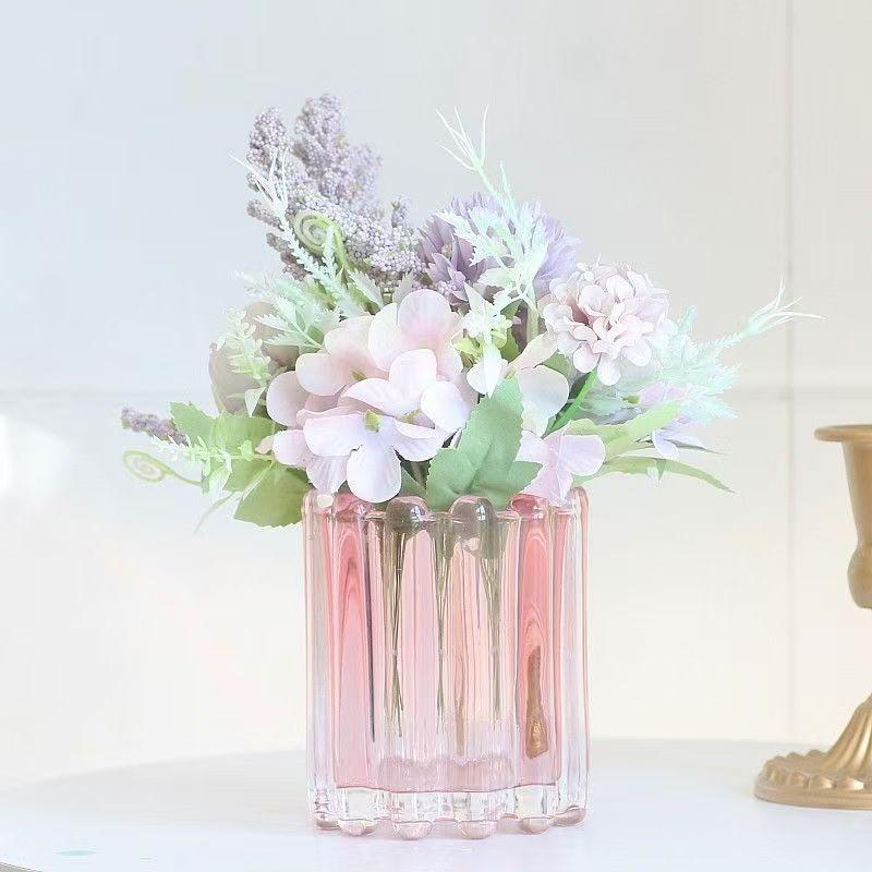 Wave Edge Stripe Makeup Brush Bucket Eyebrow Pencil Holder Simple Glass Ornament Desktop Storage Container