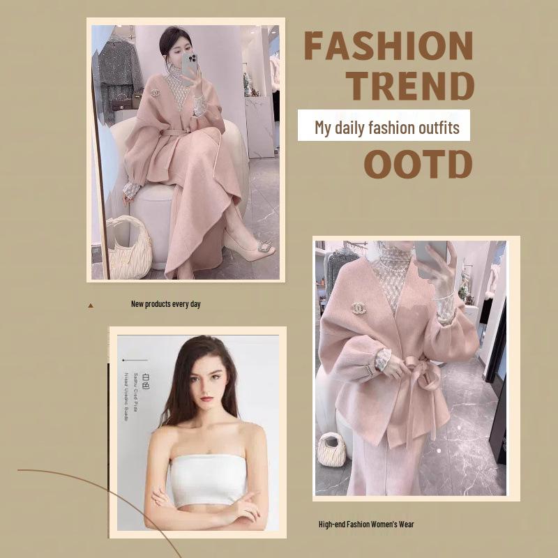 

В наличии: Новый розовый шерстяной комплект пальто и юбки - Элегантный, стройнящий и стильный для зимы. M