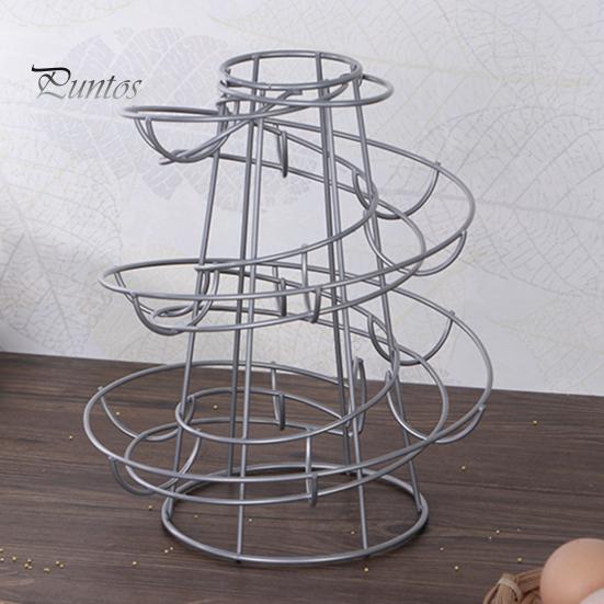 Egg Holder Spiral Storage Rack Rustproof Corrosion Resistant Hollow Bottom Design Egg Storage Shelf Dispenser