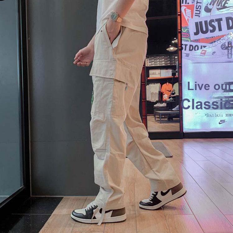 Li-Ning Steven Harrington Co-Branded Cartoon Embroidery Straight Casual Pants Unisex Bottoms Khaki AKXR479-1