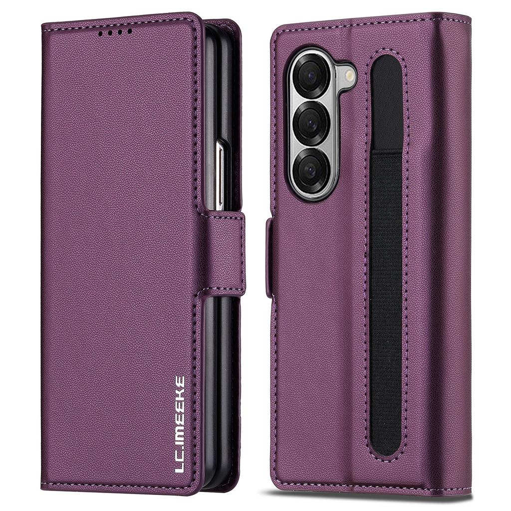 LC.IMEEKE L1 For Samsung Galaxy Z Fold6 5G Stand Case Texture PU Leather Wallet Phone Cover