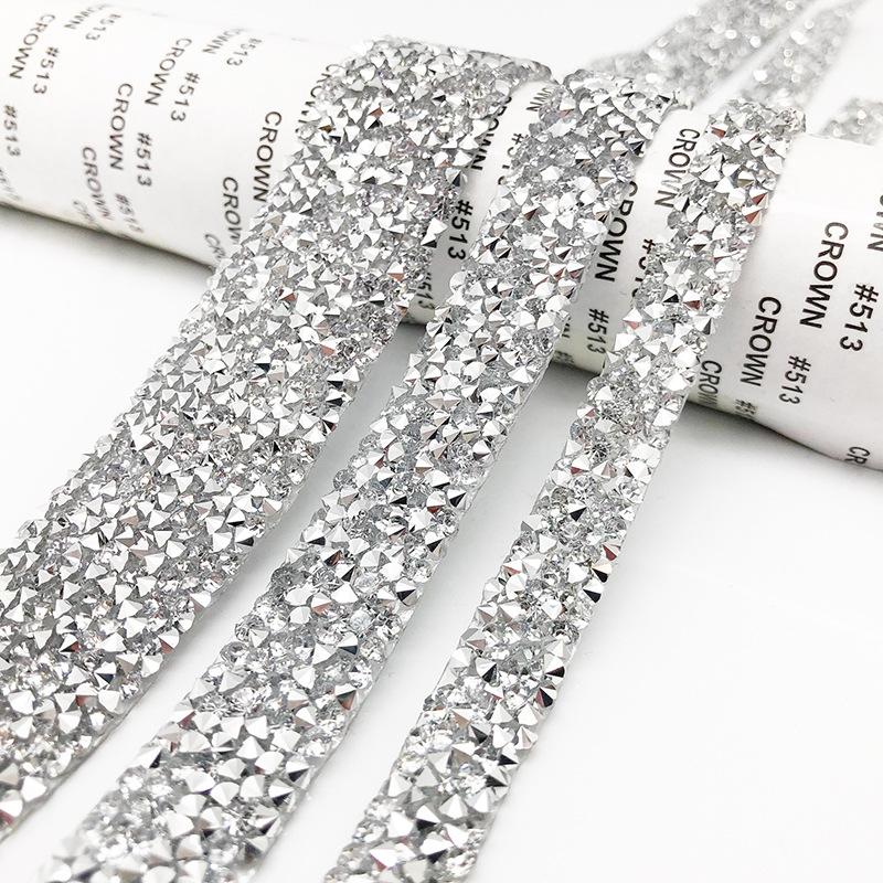 10Yards Crystal Rhinestone Ribbons Roll Diamond Sparkling Banding Belt Wrap Wedding Party Crafts Self-Adhesive DIY Decorations