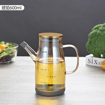 600ml Glass Oil Dispenser Bottle with Spout and Handle for Kitchen Use Heat Resistant Glass Container for Cooking Oils and Vinegar