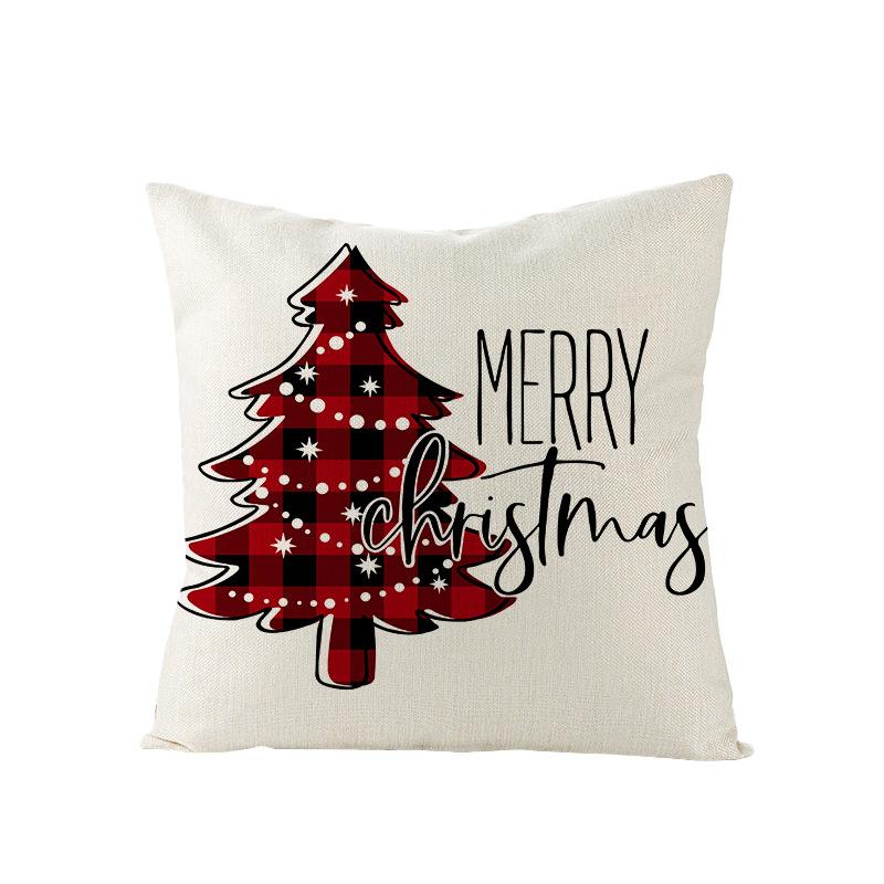 Plaid Christmas Pillowcase Red and Black Plaid Polyester Print Home Cushion Living Room Sofa Bedroom Cushion