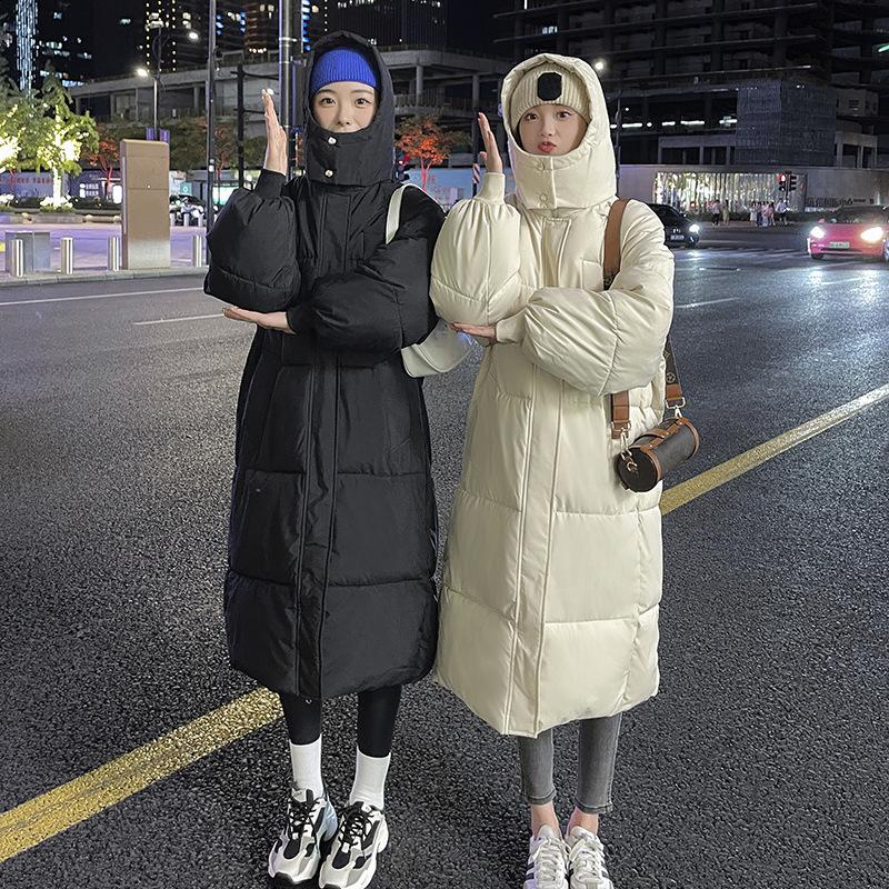 Autumn Winter Thicken Female Warm Long Parka Women Solid Color Loose Puffer Big Pocket Hooded Coat Jackets Outwear
