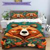 3pcs bedding set Floral Bear Includes 1 Comforter + 2 Pillowcases, Without Pillow Inserts, Soft Comfortable, Lightweight Breathable034