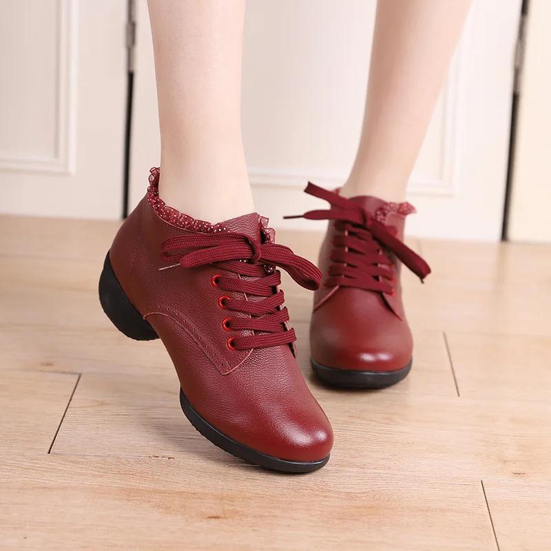 High Quality Women Genuine Leather Boots Woman Shoes Soft Girls Ballroom Modern Dancing Shoes Ladies Dance Boots Sneakers