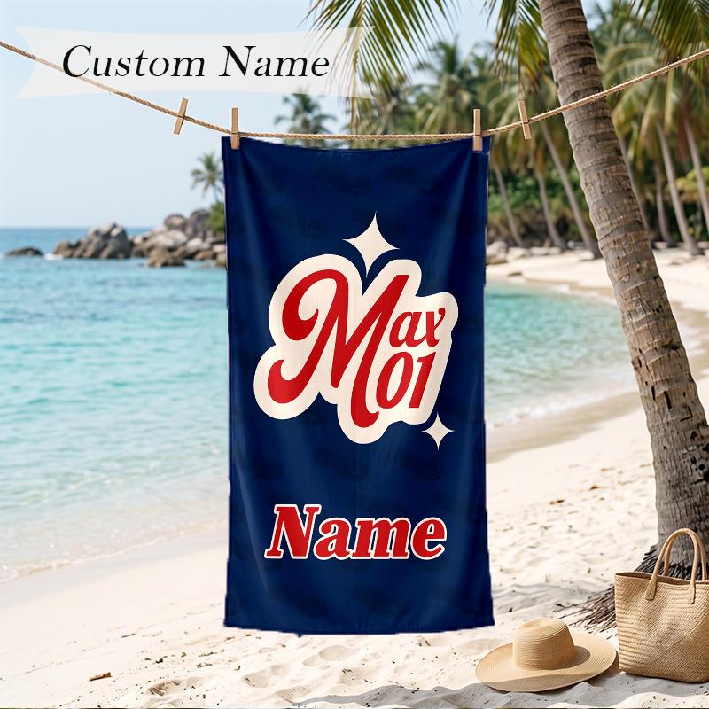 Asciugamano da Spiaggia Personalizzato con Nome Stampato Max Verstappen Asciugamano Morbido Personalizzato per Nuoto Spiaggia Viaggio