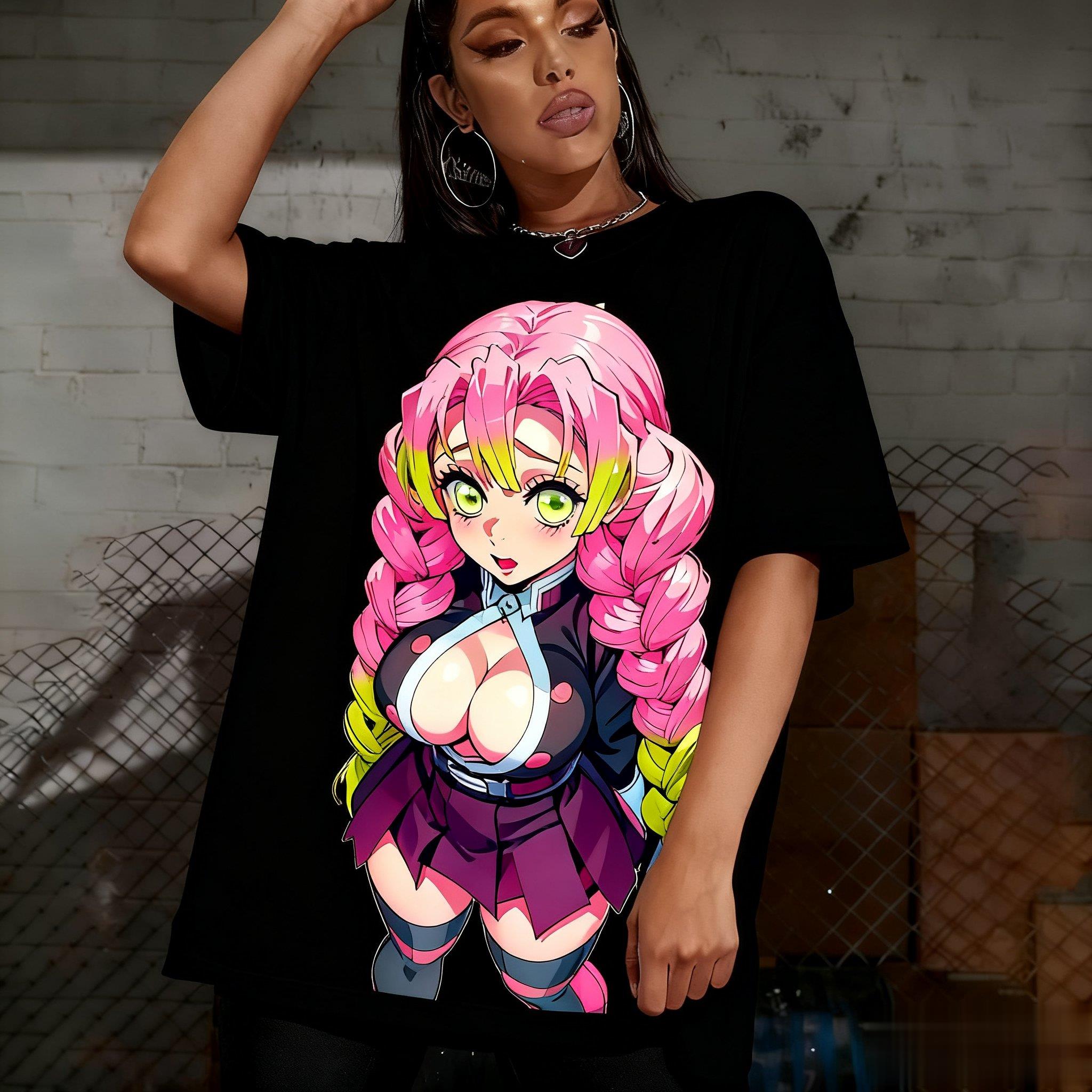 

Demon Slayer Kanroji Mitsuri Anime Graphic T Shirt Women Unisex Streetwear Tee 2026 Summer Casual Oversize Short Sleeve Top Fashion S