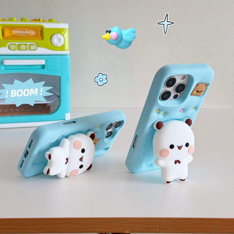 Silicone Yi Er Bu Bu iPhone 13/14/15/16/17 Pro Max Cute Case