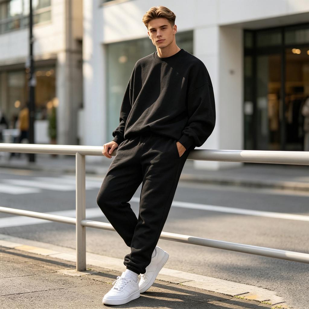 Men's Long Sleeve Sweatshirt and Sweatpants Set Loose Fit Casual Two Piece Sportswear Outfit