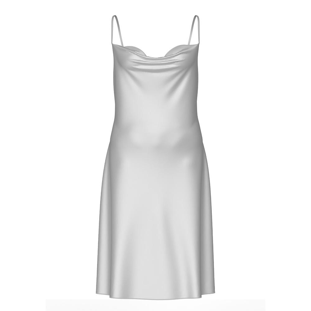 Plus Size Ice Silk Nightdress For Women Summer Soft Spaghetti Strap Loose Lounge Sleepwear Casual Home Dress