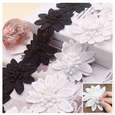 NIEUW Exquise Dubbellaagse Borduurwerk 3D Kant Bloemen DIY Kleding Aankleden Multifunctionele Patch Gebreide Biesjes Kunsthandwerk & Naaien