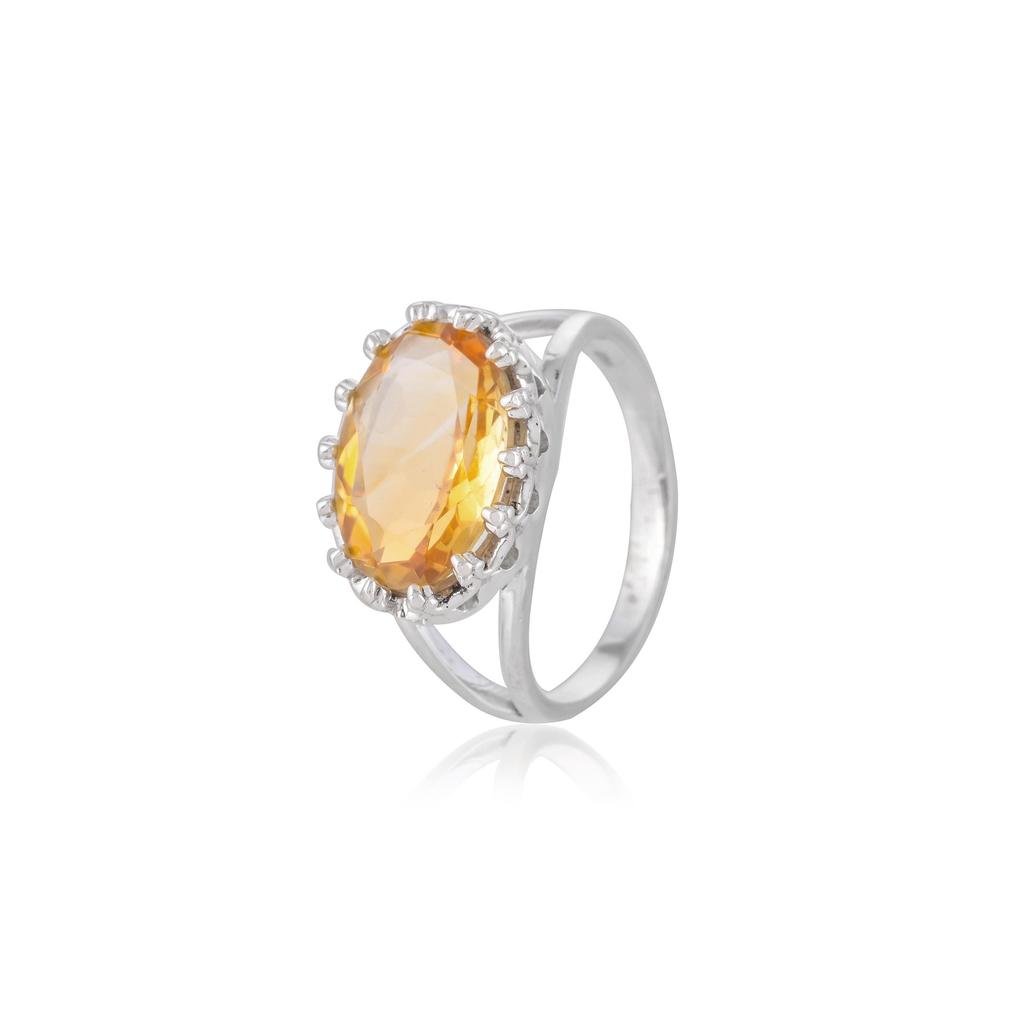 Citrine Gemstone Ring: 925 Sterling Silver Statement Ring