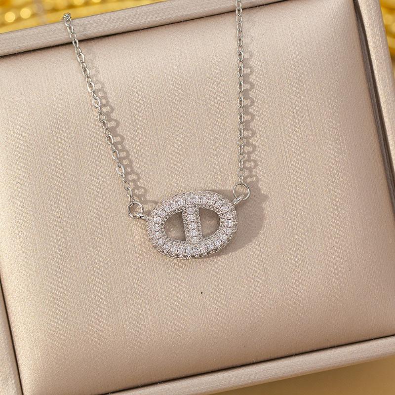 [Titanium Steel] Necklace Women's Copper Micro-inlaid Electroplating Advanced Sense Delicate Clavicle Chain Jewelry