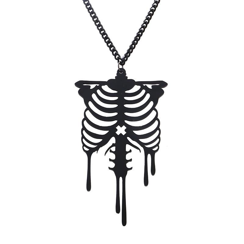 Women Fashion Pendant Necklace Sweater Chain Trendy Jewelry Skeleton Statement Necklace