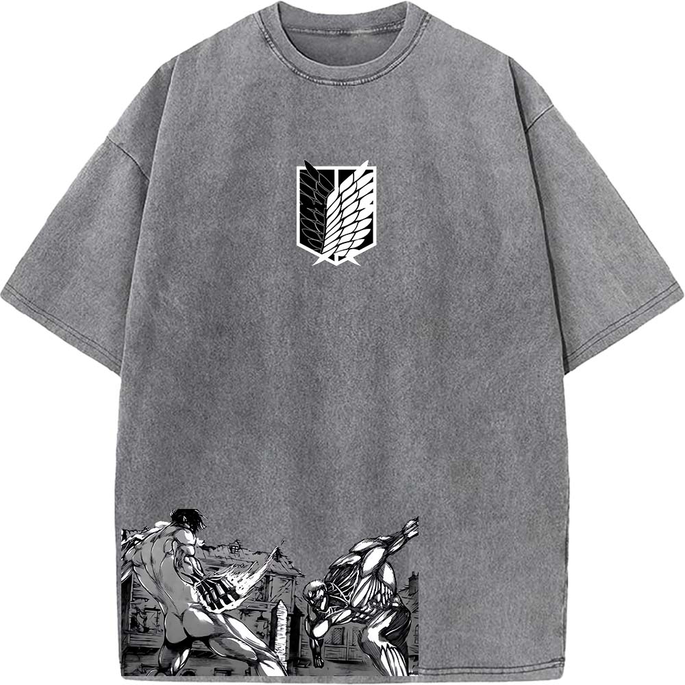 Attack On Titan Eren Shingeki No Kyojin Reiner Yoroi No Kyojin Tee Men Washed Cotton T-shirts Casual T Shirt Harajuku Tshirt