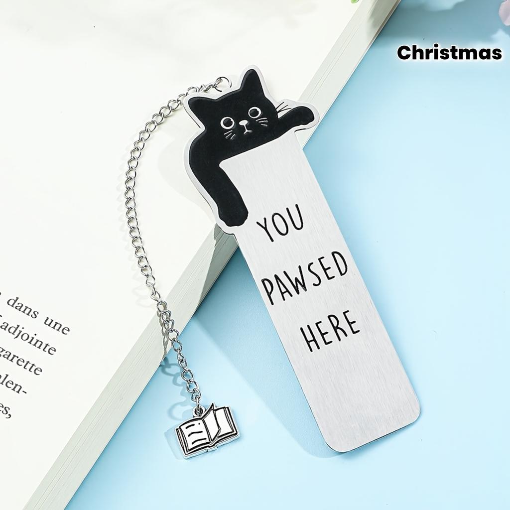 Charming Black Cat 'You Pawse Here' Stainless Steel Bookmark - Perfect Gift for Cat Lovers & Bookworms, Ideal for Birthdays