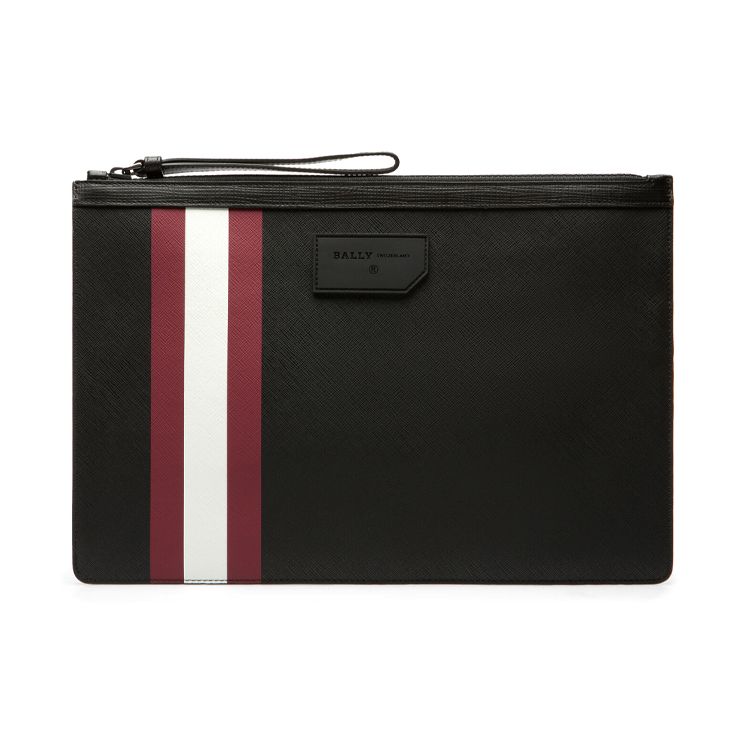 

Bally Bollis Classic Red And White Striped Business Zipper Logo Leather Wallet Clutch Men Wallets Black 6224351 Basic Set (Bag+Dust Bag)