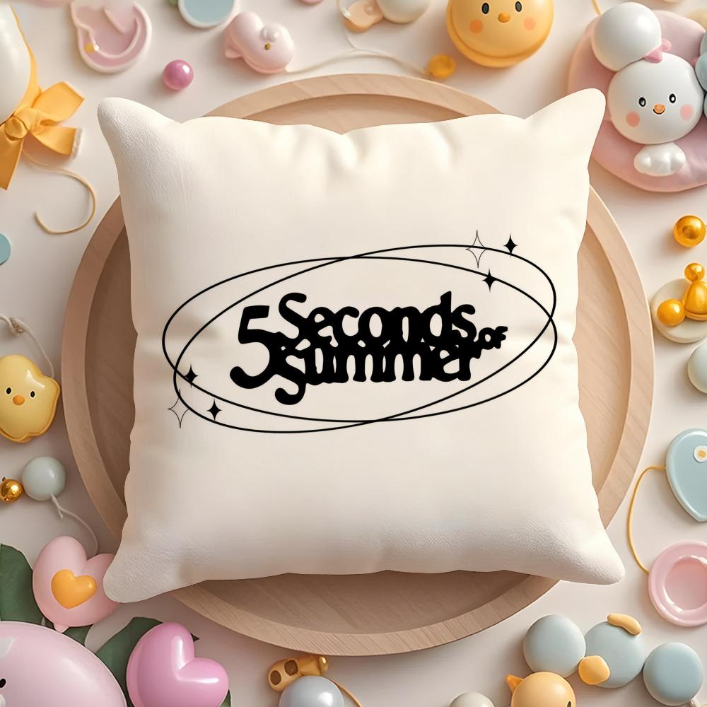 Rock 5 Seconds Of Summer Band Cushion Cover Plush Fabric Soft Double-Sided Printed Sofa Pillow Case Colorfast Home Decor Gift