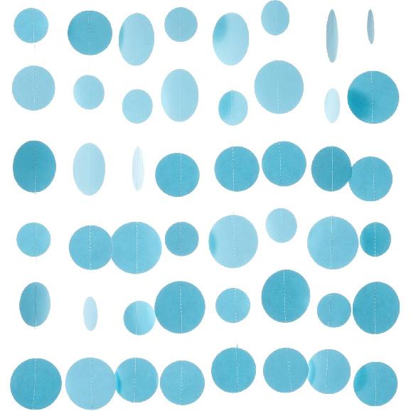 Holographic Paper Garland Shiny Iridescent Circle Dots Party Streamer Banner Backdrop Hanging Decorations, 20 Feet in Total