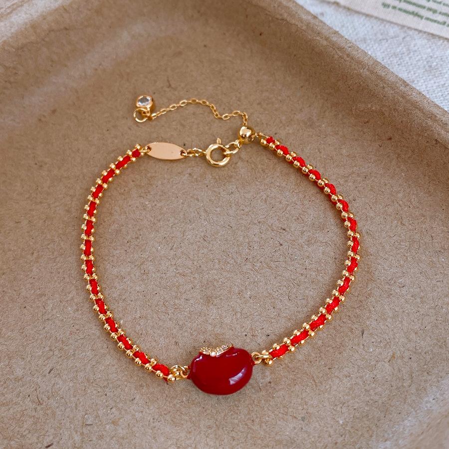 

18k real gold electroplated new Chinese red zircon apple bracelet light luxury bracelet exquisite jewelry
