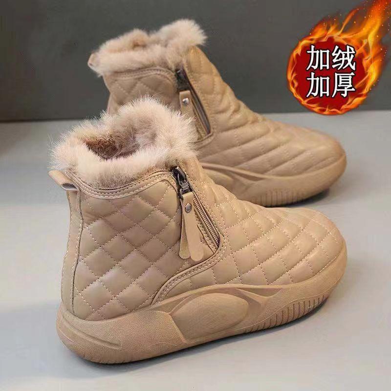 Snow Boots Women's 2025 New Winter Women's Shoes Versatile Sports Non-slip Cotton Shoes Velvet Thickened Foreign Style Warm Shoes