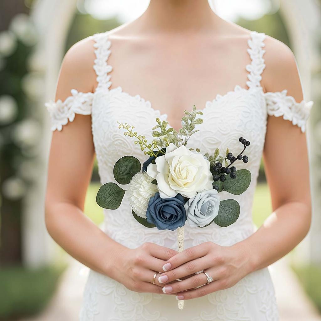 Hochzeit Kunstrosen Brautjungfernsträuße Ländliche Kleine Hochzeits-Tischdekorationen für Party Zeremonie Heiratsantrag Esstisch Dekoration