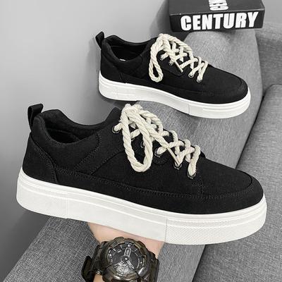 Canvas Men's Shoes, Summer Breathable Niche Design Versatile Casual Board Shoes Student Sports Black Cloth Shoes