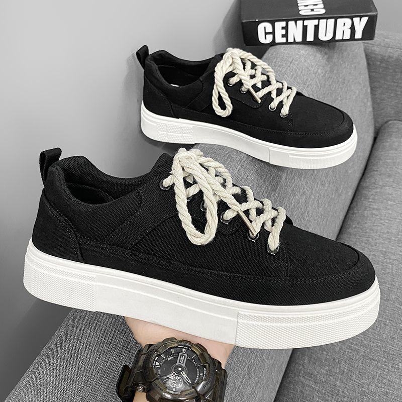 

Canvas men s shoes, summer breathable niche design versatile casual board shoes student sports black cloth shoes 44 хакі