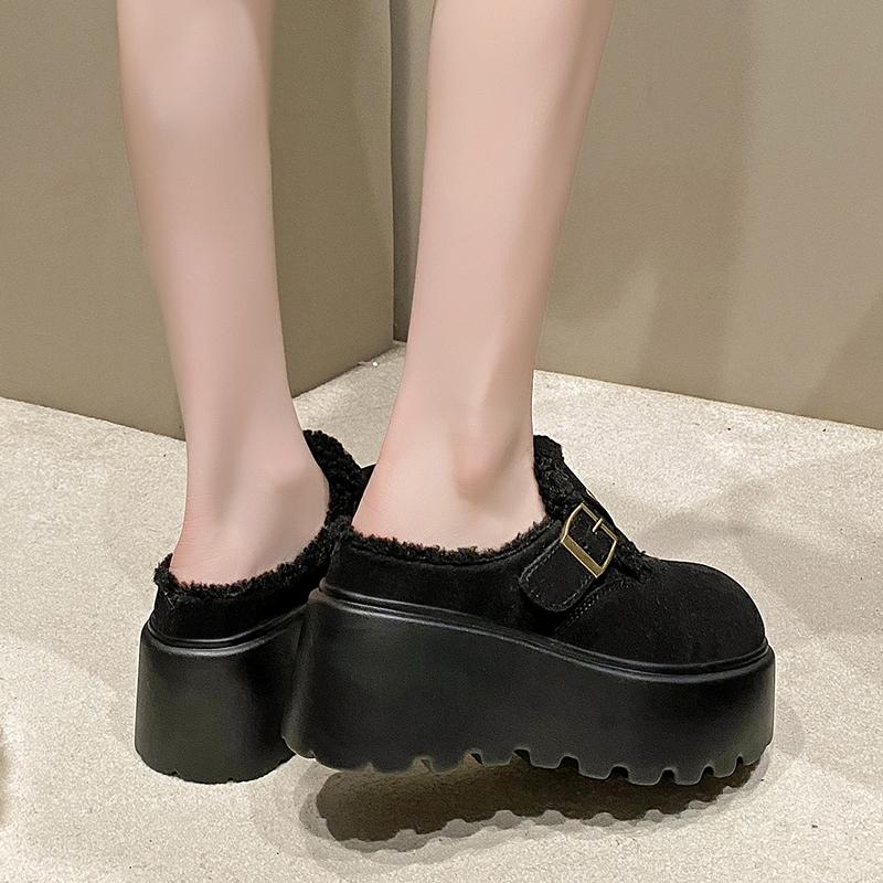 Mote Nye Dame Høye Platå Tøfler 8CM Kiler Bling Sko Dame Ute Skinn Fritid Chunky Sneakers Sommer Pustende Tøfler