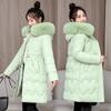 Lightweight fluffy hooded fur collar to keep warm against the cold loose mid-length high quality fabric jacket cotton coat coat