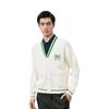 Li Ning Sports Lifestyle Series Daqian World Collaboration Embroidered Letter Single-Breasted V-Neck Long Sleeve Knit Sweater Men Sweater AMBT245-1