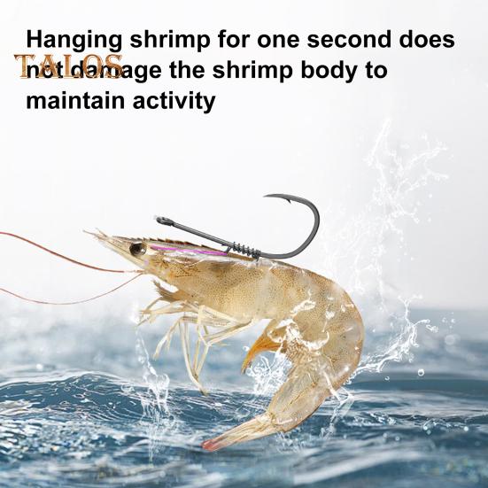 10Pcs Live Shrimp Fixing Hook Heavy Duty Carbon Steel Barbed Fishhook with Hole Freshwater Saltwater Fishing Hook Fishing Accessories