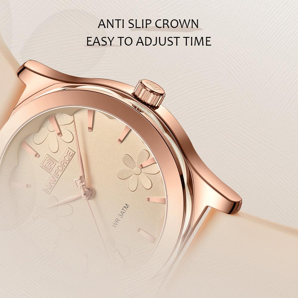 NAVIFORCE Women Watch Fashion Casual Watches Waterproof Elegant Girls Original Quartz Rubber Watch NF5051