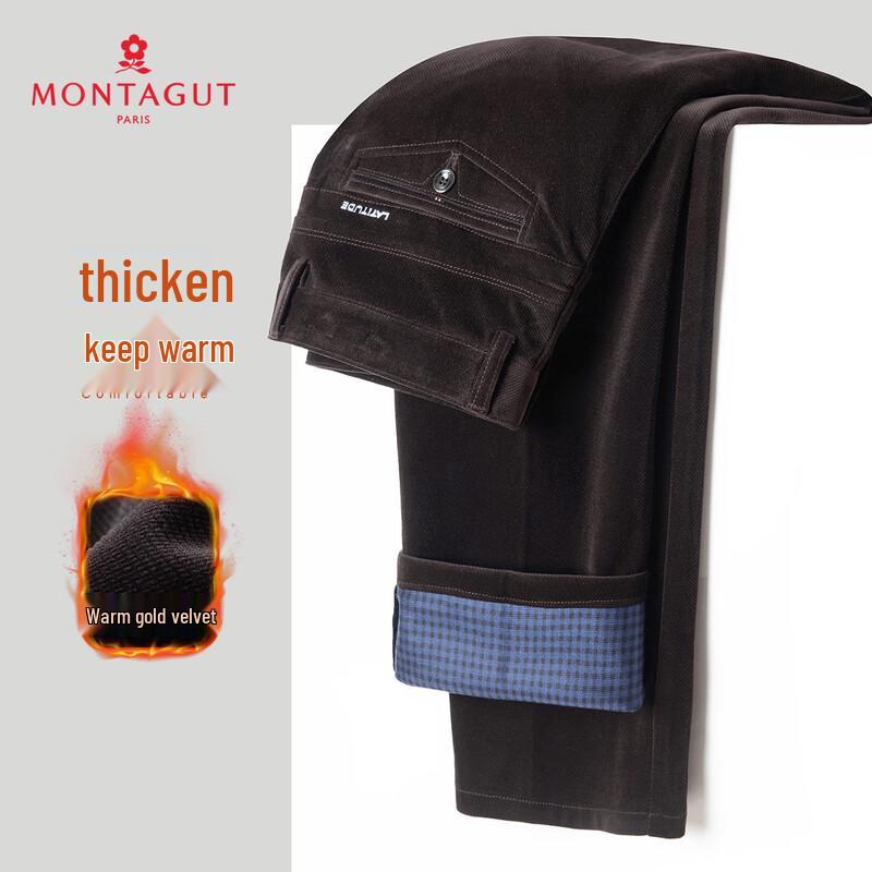 Мужские зимние повседневные брюки MONTAGUT из мягкого вельвета с золотой подкладкой и текстурой ананаса 5XL