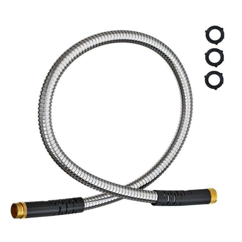 Fresh Water Hose For Outdoor Garden 3Ft Short Garden Hose Flexible Stainless Steel Connector For Garden Watering Pet Cleaning