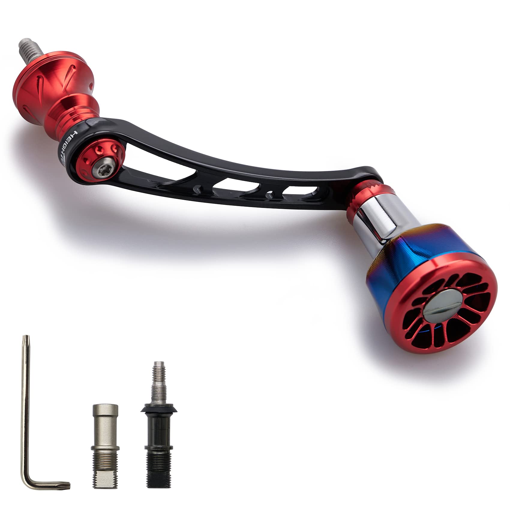 

HEIGHTEN 56mm Reel Handle for Universal Spinning Reels Arch Engine Shimano, Daiwa, (Red & Black) (177)
