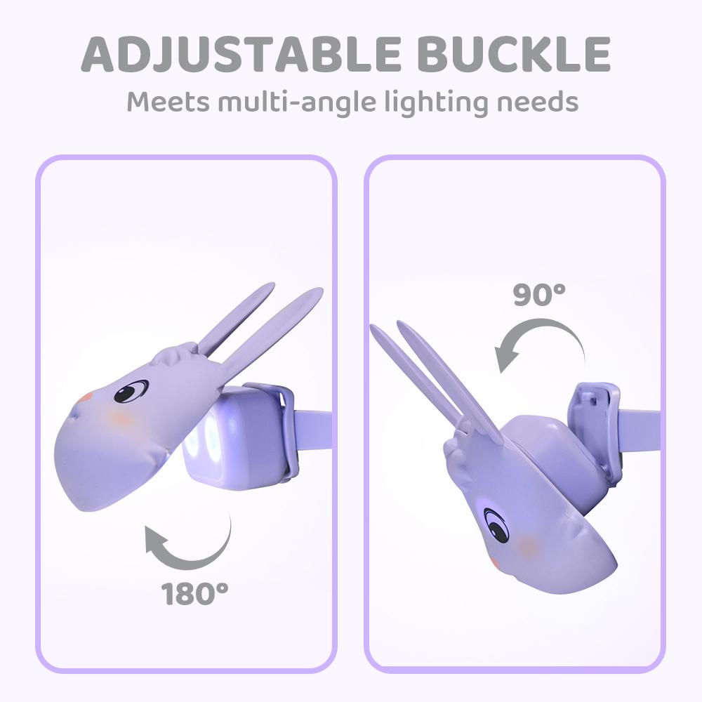 Cute Silicone Head Lamp Rechargeable 3 Level Brightness Camping Nightlights For Kids Outdoor Hiking