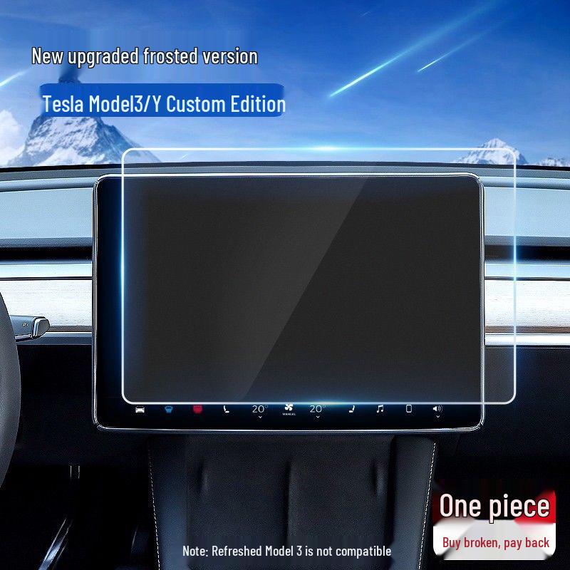 Tesla Model 3/Y Center Console Displayschutzfolie, Vollabdeckung Gehärtetes Glas, Explosionsgeschützt