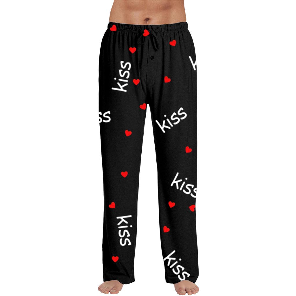 Herren Valentinstag Mode Bedruckte Lässige Hose mit geradem Bein