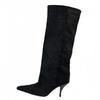 Autumn and winter new retro pointed simple suede fashion high heel thin heel knight boots but knee boots women