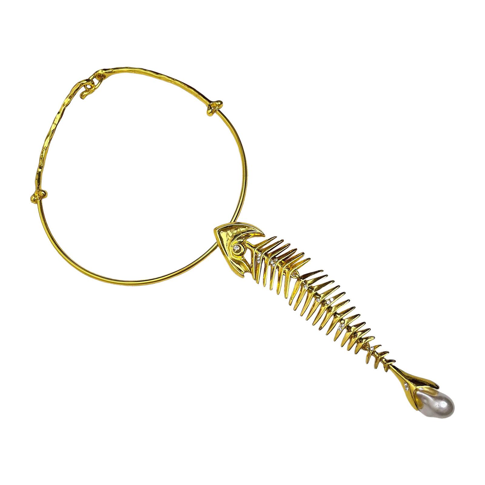 

Dramatic Oversized Fish Vertebrae Necklace Necklace Expressive Jewelry for Trendy Statements золотий