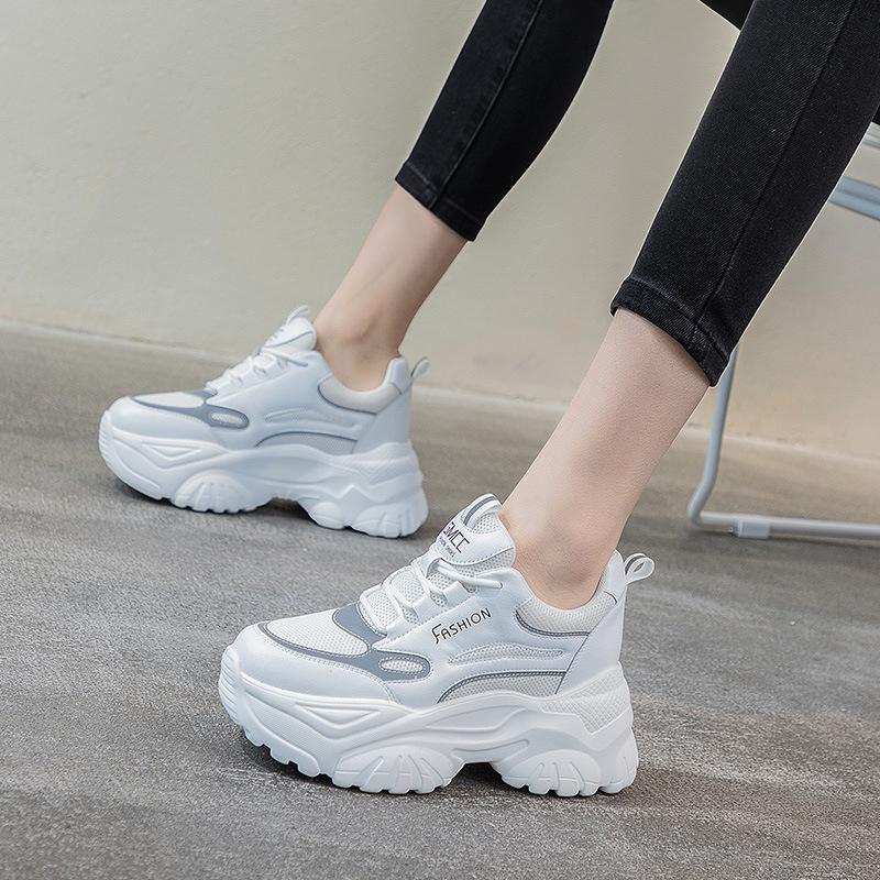 Spring 2025 Women's Height-Enhancing Dad Shoes: Korean Fashion, Thick-Sole & Heel Casual Sneakers